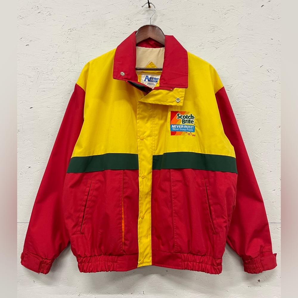 Vintage 90s Scotch Brite Promotional Bomber Utility Colour Block Jacket, Size XL